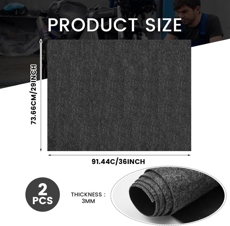Datanly 2 Pcs Garage Floor Mat 29 x 36 Inch Oil Spill Mat Oil Absorbent Pads Reusable, Washable, Waterproof Backing Contains Liquids, Protects Garage Floor or Driveway Surface, Black - Image 2